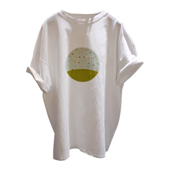 Женская футболка средней длины с короткими рукавами, Лето 2023, Новая Повседневная Универсальная Нижняя рубашка в национальном стиле с принтом, Топ