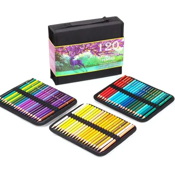 Цветные карандаши KALOUR 120 С сумкой для карандашей Профессиональный набор акварельных карандашей для рисования, канцелярские принадлежности для школьников, товары для рукоделия