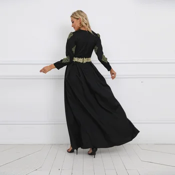 Новое мусульманское модное элегантное мусульманское женское платье с вышивкой