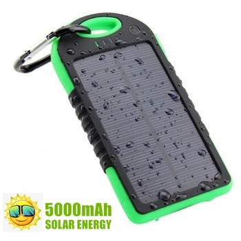 Портативное зарядное устройство на солнечной энергии Power Bank 5000 мАч, внешний аккумулятор с двойным сроком службы USB, водонепроницаемый Powerbank для iPhone Xiaomi Samsung