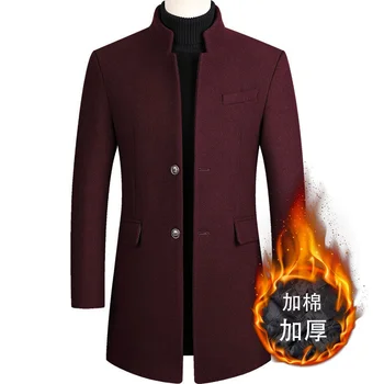 2023 новое поступление, зимнее теплое шерстяное пальто, утепленный тренч для мужчин, высококачественные мужские элегантные повседневные шерстяные куртки, размер M-4XL