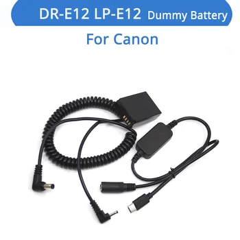 ACK-E12 DR-E12 Соединитель постоянного тока с Фиктивной Батареей LP-E12 USB Type C Пружинный Кабель Питания Для камеры Canon EOS M M2 M10 M50 M100 M200