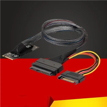 50 см M.2 NVME M Ключ к SFF-8639 U.2 Кабель-адаптер с 15-контактным кабелем питания SATA для 2,5-дюймового NVMe SSD M2 к U.2 Стоячий кабель