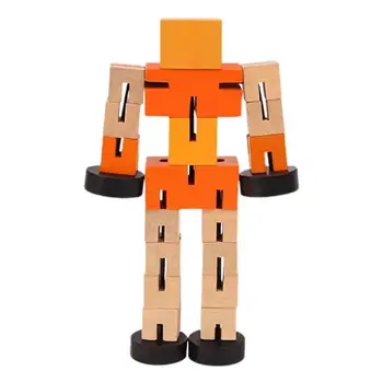 Деревянные Блоки робота, Обучающий подарок-Трансформер для малышей, Пазлы, Игрушки-Трансфигураты, Игра для подсчета детей дошкольного возраста, Гибкое вращение