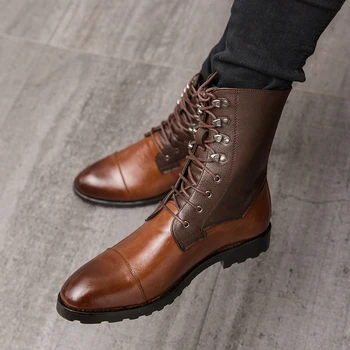 Мужские ботинки Golden Sapling в стиле Ретро, Классическая обувь в западном Стиле, Мужские Модные ботинки 