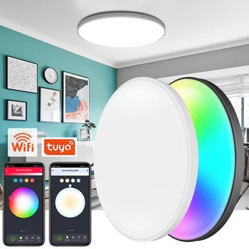 AC85 ~ 265 В WiFi Умный светодиодный Потолочный Светильник 30 Вт RGBCW С Регулируемой Яркостью светодиодный потолочный Светильник Декор Для помещений Tuya Приложение Работает С Alexa Google Home