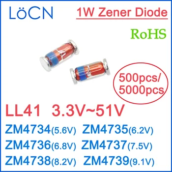 LL41 5,6 В 6,2 В 6,8 В 7,5 В 8,2 В 9,1 В ZM4734 ZM4735 ZM4736 ZM4737 ZM4738 ZM4739 1 Вт Стабилитроны ROHS Высокое качество LoCN 500 5000ШТ