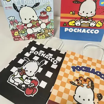 Подарочные бумажные сумки Kawaii Sanrio Pochacco с креативным рисунком Pochacco, Крафт-бумажные сумки для девочек, подарки на День рождения, сумка-тоут для подарка