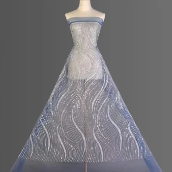 2023 Высококачественная Вышивка бисером, Французская Кружевная Ткань, Нигерийская Африканская Тюлевая ткань С блестками Для Материалов Свадебного платья