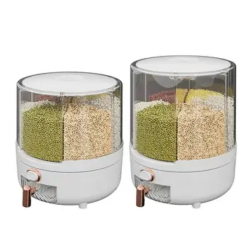 Дозатор риса С видимым Дизайном, Вращающийся Контейнер для хранения риса, Кухонный контейнер для хранения зерна для столешниц, Съемная крышка