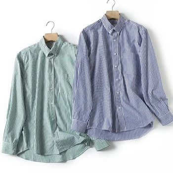 Увядшая Японская Простая повседневная рубашка, Мужская Полосатая блузка для пригородных поездок, топы