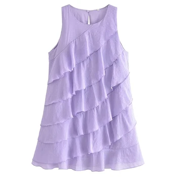 Jenny & Dave 2023, Модное Женское Летнее Фиолетовое многослойное платье на бретелях без рукавов, женское
