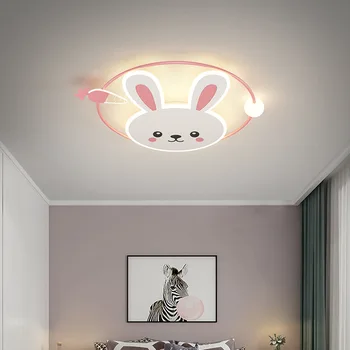 Новые светодиодные потолочные светильники для детской комнаты Спальни Кабинета Детской комнаты Для девочек и мальчиков Синий круглый кролик Современный подвесной светильник