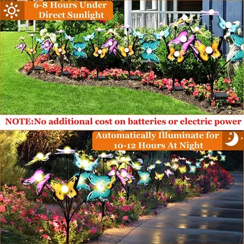 Солнечные фонари-бабочки Во дворе, Наружное водонепроницаемое светодиодное украшение для газона, виллы, сада, поворотные штекерные светильники