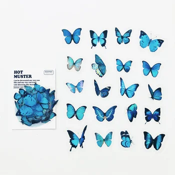 40 шт./упак. Синяя бабочка ПВХ наклейка для рукоделия Блокнот Дневник DIY Украшение