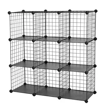 Многофункциональный Черный Металлический шкаф с комбинированной сеткой 35x35 см, шкаф-куб 