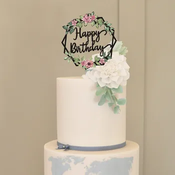 Новый акриловый цветок, Топпер Для торта с Днем рождения, Сувениры для детского дня рождения, украшения для выпечки