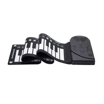 49 Клавиш для фортепиано Midi-клавиатура, мягкие портативные цифровые рулонные пианино Черного цвета для детей-новичков