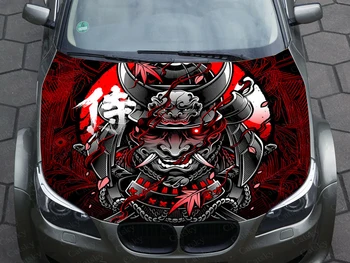 Японская маска самурая наклейка на капот автомобиля виниловая наклейка графическая упаковка наклейка на капот наклейка графическая наклейка на капот на заказ подходит для любого автомобиля
