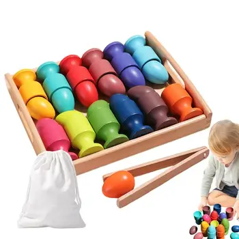 Яйцо и чашка Монтессори для малышей, сортировка цветов, деревянные развивающие игрушки Монтессори, повышают практические способности и взаимодействие родителей и детей