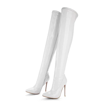 DoraTasia/2020 г., большие размеры 48, брендовая женская обувь с острым носком, Пикантная женская обувь для Вечеринок на тонком высоком каблуке, зимние сапоги до колена