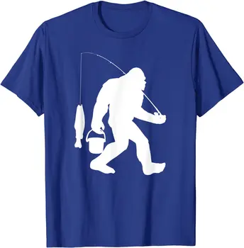 Рубашка Bigfoot, забавный Снежный человек и рыба, хлопковые мужские футболки с принтом, футболки на заказ