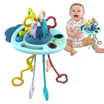 Сенсорные игрушки Монтессори, силиконовые игрушки на веревочке, развивающая активность ребенка, двигательные навыки, развивающая игрушка для детей 1, 2, 3 лет
