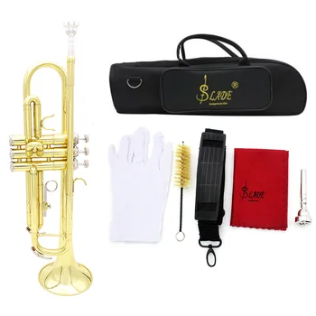 Труба высшего качества Bb Си бемоль Прочная латунная труба с посеребренным мундштуком, пара перчаток и изысканная концертная сумка