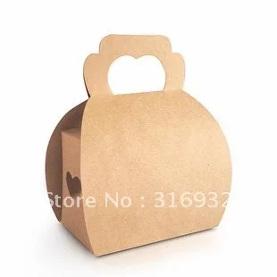 E1 Новинка! Симпатичные маленькие коричневые коробки в форме сердца для тортов/печенья, для вечеринки, 30 шт./лот