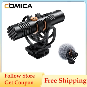 Микрофон для камеры Comica VM10 Pro с амортизатором, регулятором усиления и защитой от помех, Видеомикрофон для смартфонов